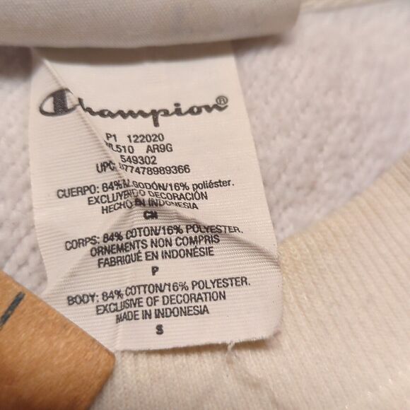 Champion Reverse Weave Sweatshirt Womens Small Marble Pebble White Pink Red - Picture 5 of 7